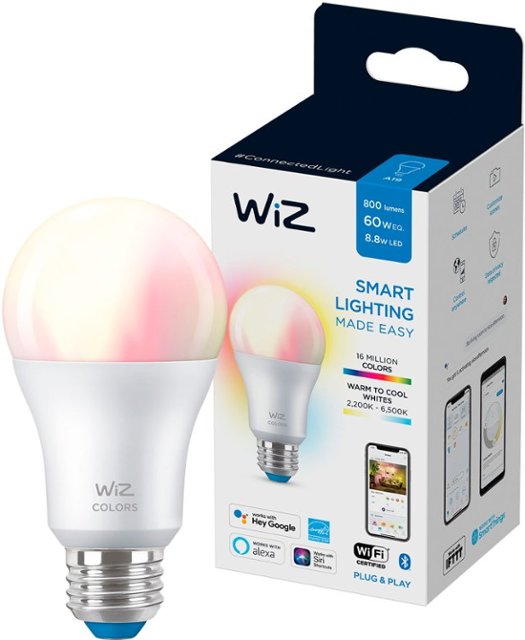Front. WiZ - A19 Smart LED Bulb - Color and Tunable White.