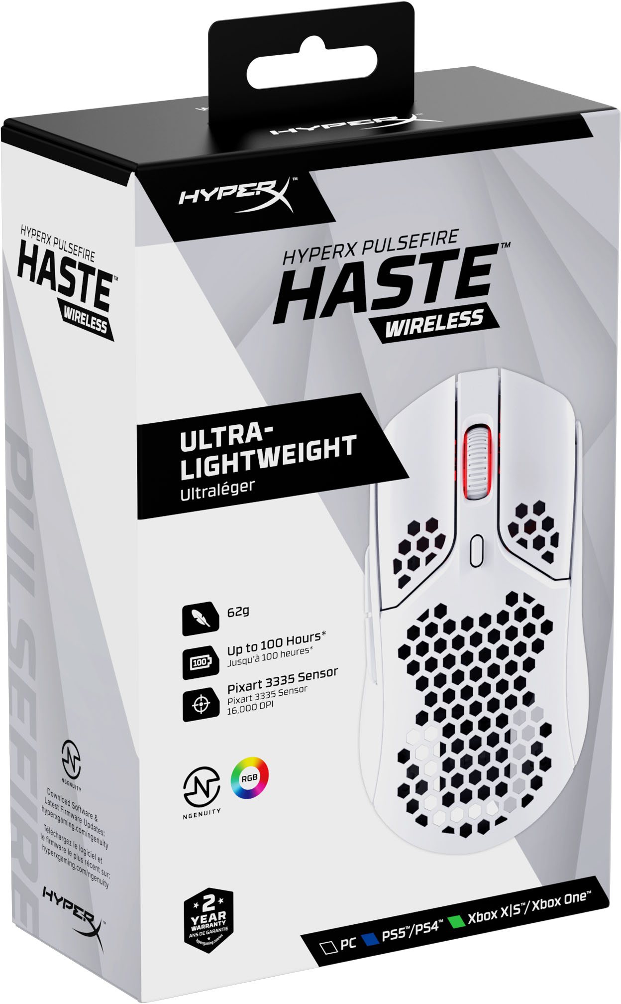 HyperX - Pulsefire Haste Wireless Gaming Mouse - White (4P5D8AA