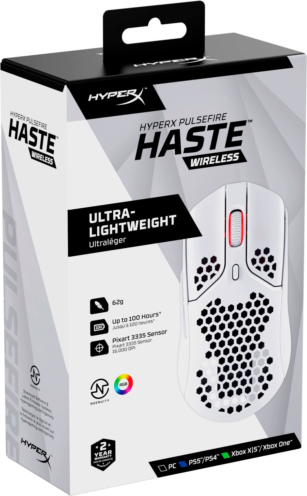 Alt View 17. HyperX - Pulsefire Haste Lightweight Wireless Optical Gaming Mouse - White.