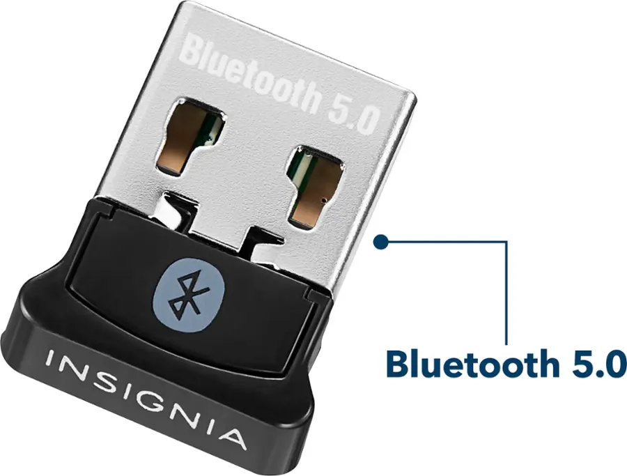 Alt View 18. Insignia™ - Bluetooth 5.0 USB Adapter for Laptops and Desktops Compatible with Windows 8.1, 10, and 11 - Black.