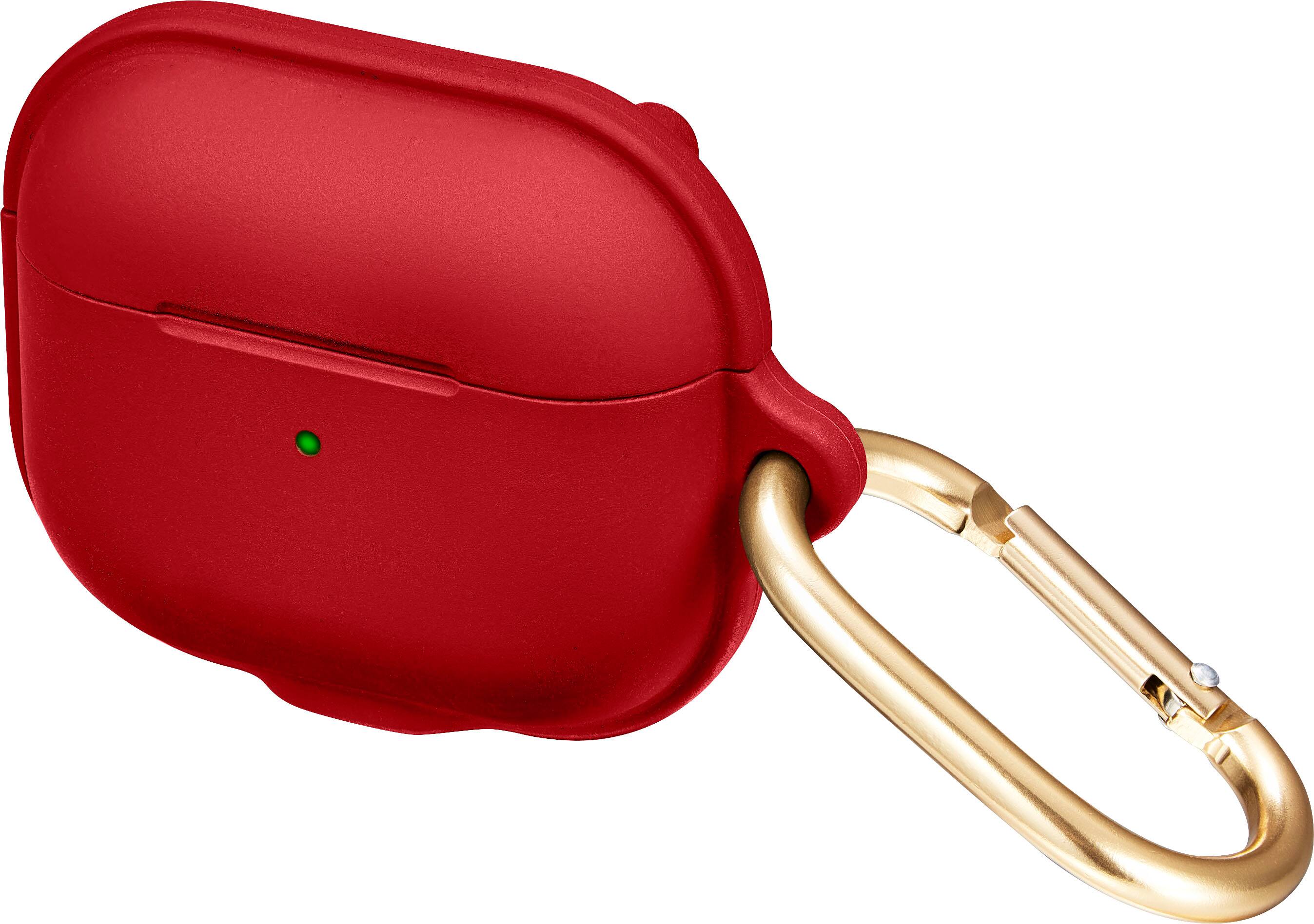 Left. Insignia™ - Magnetic Silicone Case for Apple AirPods (3rd Generation) - Red.