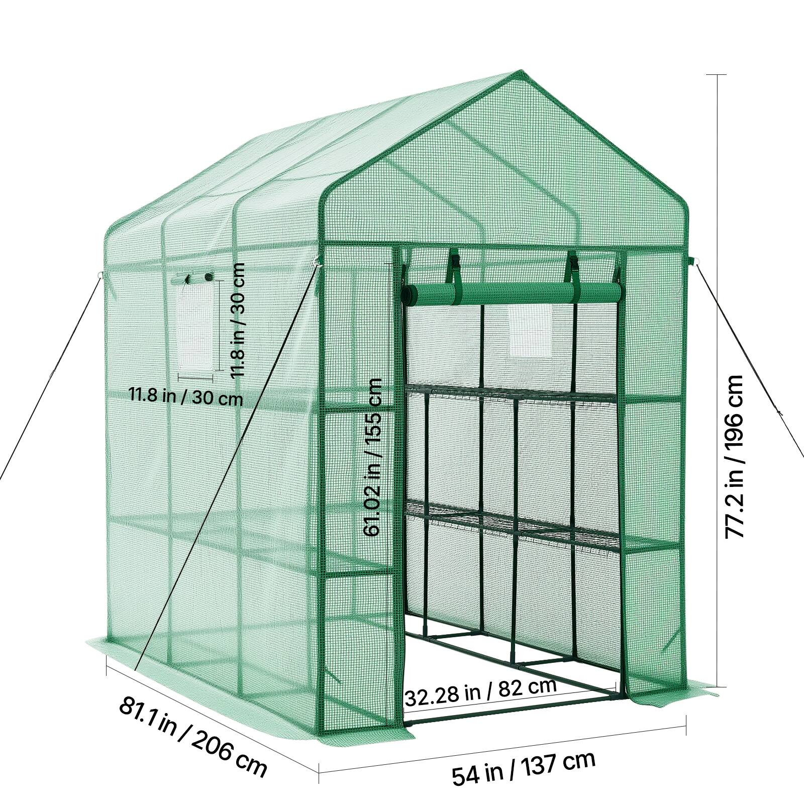 - 11.8 in / 30 cm
- 61.02 in / 155 cm
- 77.2 in / 196 cm
- 81.1 in / 206 cm
- 32.28 in / 82 cm
- 54 in / 137 cm