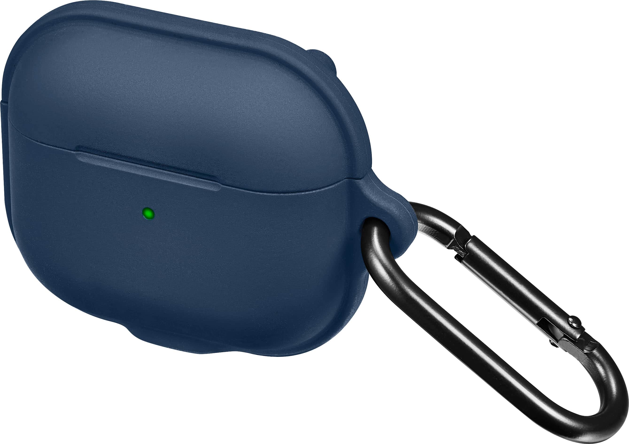 Left. Insignia™ - Magnetic Silicone Case for Apple AirPods (3rd Generation) - Blue.