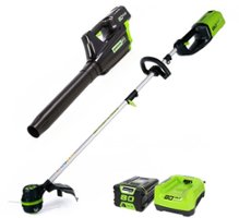 Greenworks - 80-Volt Cordless 16" String Trimer and 125 MPH 500CFM Blower Combo Kit (2.0Ah Battery and Charger Included) - Green - Front_Zoom