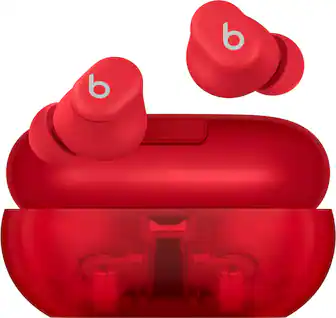 Front. Beats - Solo Buds True Wireless Earbuds - Transparent Red.