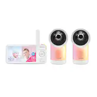VTech - 2 Camera 1080p Smart WiFi Remote Access 360 Degree Pan & Tilt Video Baby Monitor with 5” Display, Night Light - White - Front_Zoom