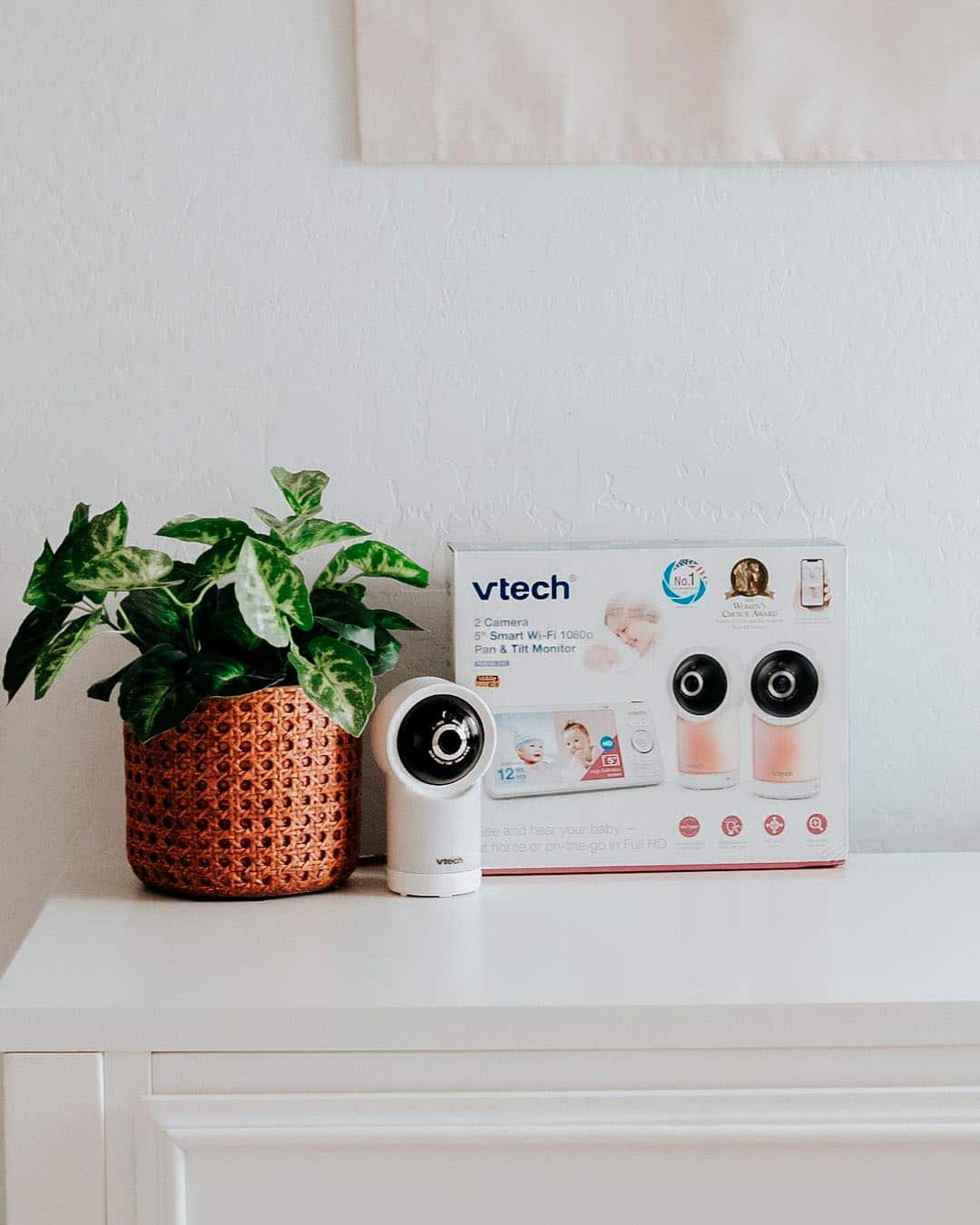 Alt View 17. VTech - 2 Camera 1080p Smart WiFi Remote Access 360 Degree Pan & Tilt Video Baby Monitor with 5” Display, Night Light - white.