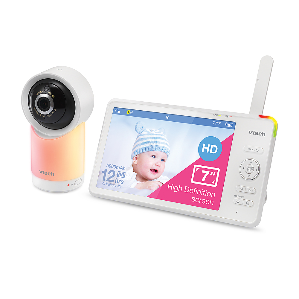 VTech 1080p Smart WiFi Remote Access 360 Degree Pan & Tilt Video Baby  Monitor with 7” Display, Night Light White RM7766HD - Best Buy