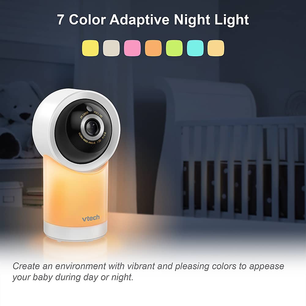 Alt View 11. VTech - 1080p Smart WiFi Remote Access 360 Degree Pan & Tilt Video Baby Monitor with 5” Display, Night Light - White.