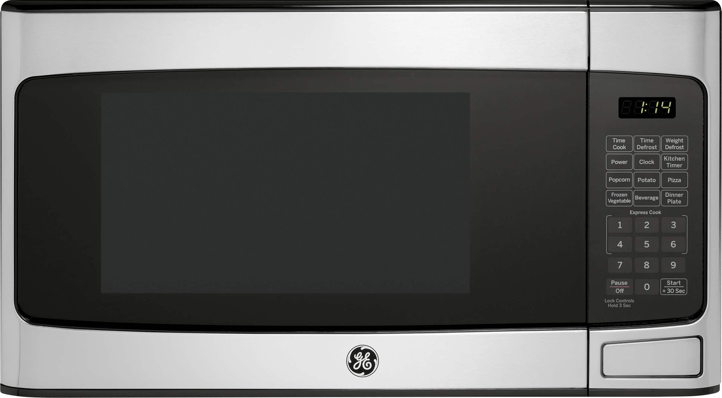 Front. GE - 1.1 Cu. Ft. Mid-Size Microwave with Included Pasta/Veggie Cooker - Stainless Steel.