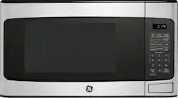 GE - 1.1 Cu. Ft. Mid-Size Microwave with Included Pasta/Veggie Cooker - Stainless Steel - Front_Zoom