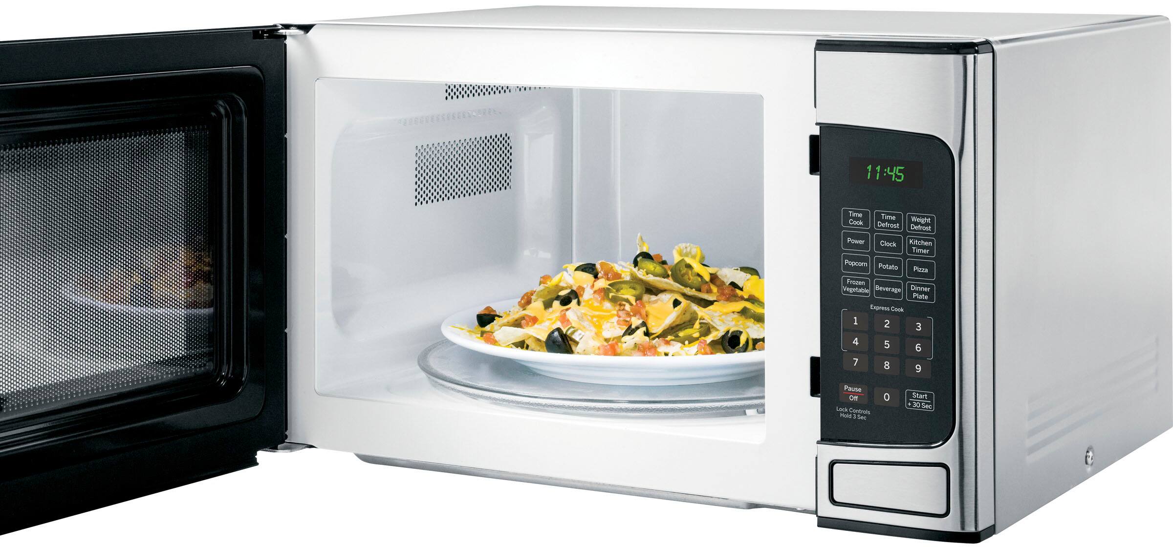 Alt View 13. GE - 1.1 Cu. Ft. Mid-Size Microwave with Included Pasta/Veggie Cooker - Stainless Steel.