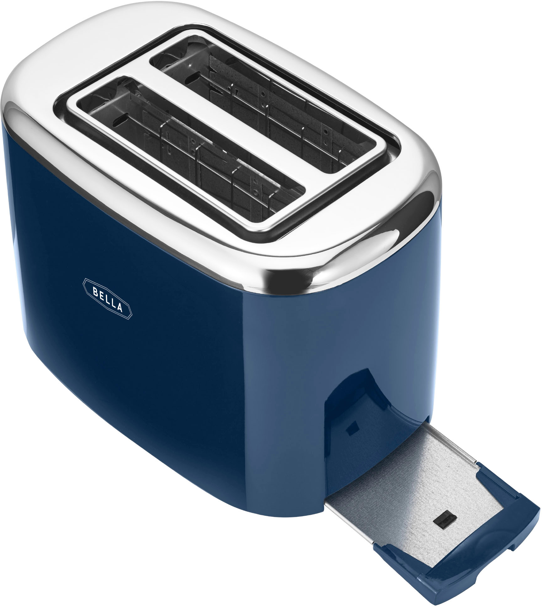 BELLA 4 Slice Long Slot Toaster, Stainless Steel and Blue