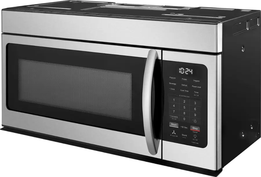 Left. Insignia™ - 1.6 Cu. Ft. Over-the-Range Microwave - Stainless Steel.