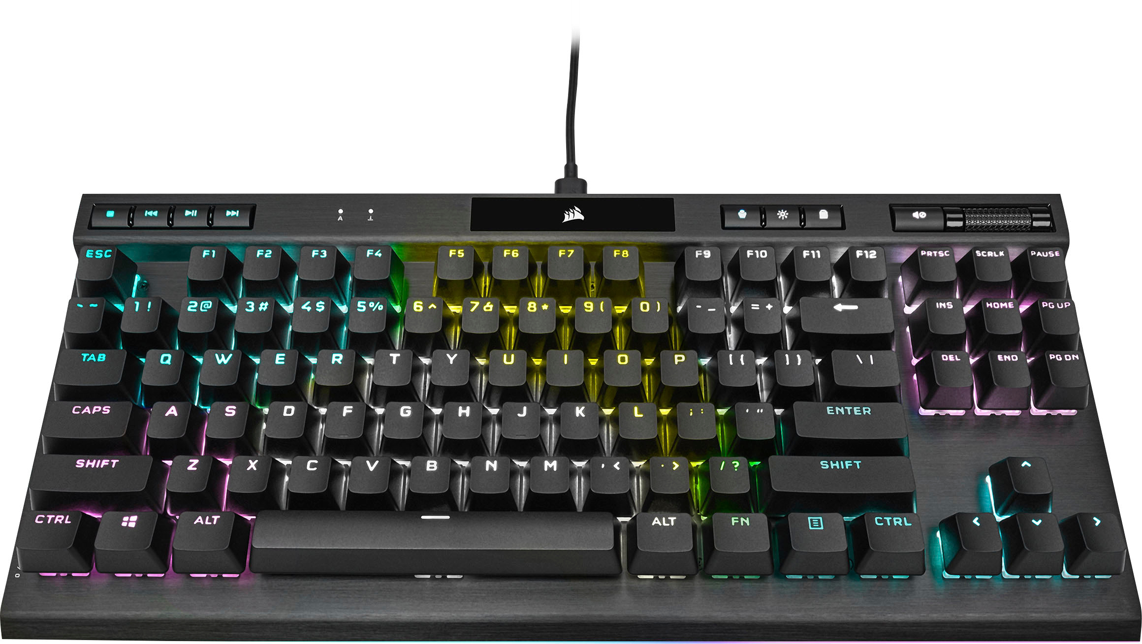 Angle View: CORSAIR - K70 RGB TKL Wired Optical-Mechanical OPX Linear Keyswitches Gaming Keyboard with 8000Hz Polling Rate - Black