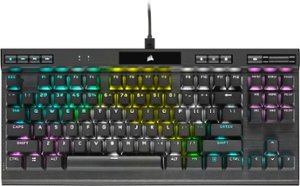 CORSAIR - K70 RGB TKL Wired Optical-Mechanical OPX Linear Keyswitches Gaming Keyboard with 8000Hz Polling Rate - Black - Front_Zoom