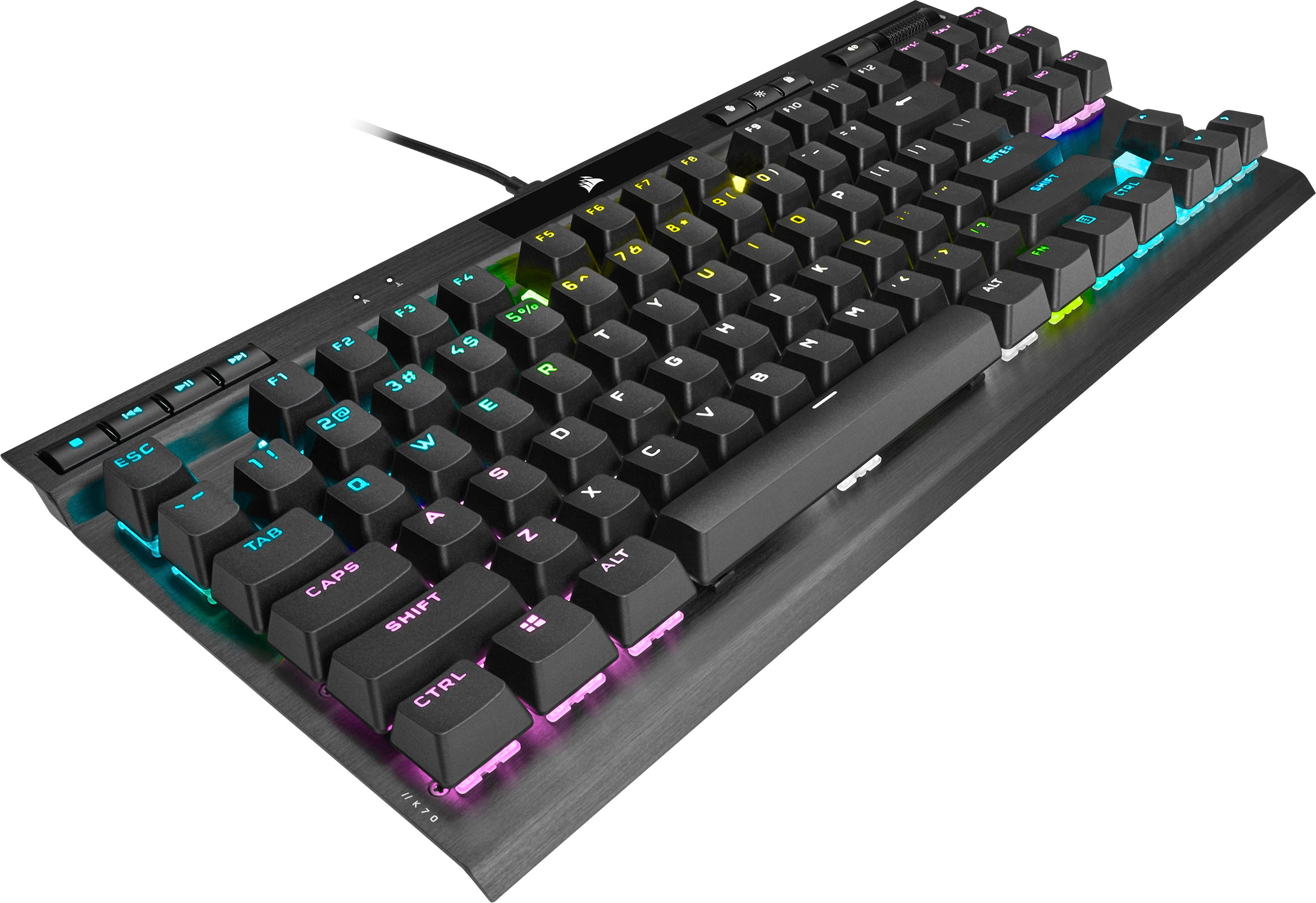 Left View: CORSAIR - K63 TKL Wired Mechanical Cherry MX Red Linear Switch Gaming Keyboard with 100% Anti-Ghosting & Full Key Rollover - Black