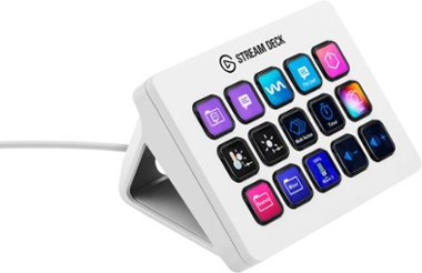 Elgato - Stream Deck MK.2 Full-size Wired USB Keypad with 15 Customizable LCD keys and Interchangeable Faceplate - White - Front_Zoom