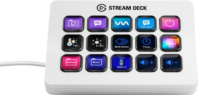 Elgato - Stream Deck MK.2 Full-size Wired USB Keypad with 15 Customizable LCD keys and Interchangeable Faceplate - White_2