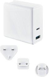 Insignia™ - 72.5W 2-Port USB-C/USB Wall Charger with International Plugs - White - Front_Zoom