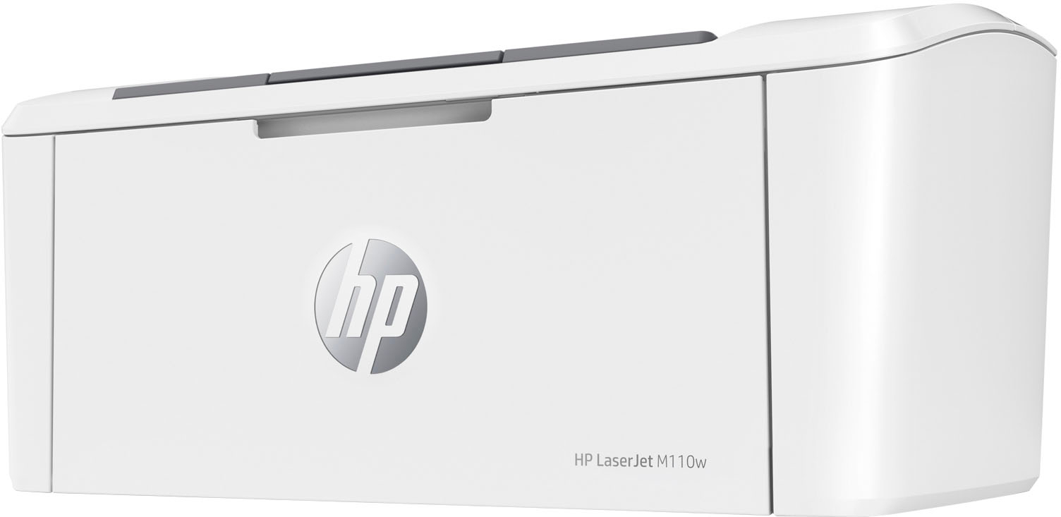 Angle View: HP - LaserJet M110w Wireless Black and White Laser Printer - White