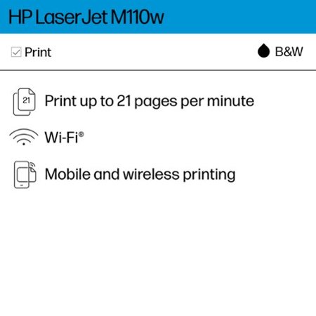 HP - LaserJet M110w Wireless Black and White Laser Printer - White