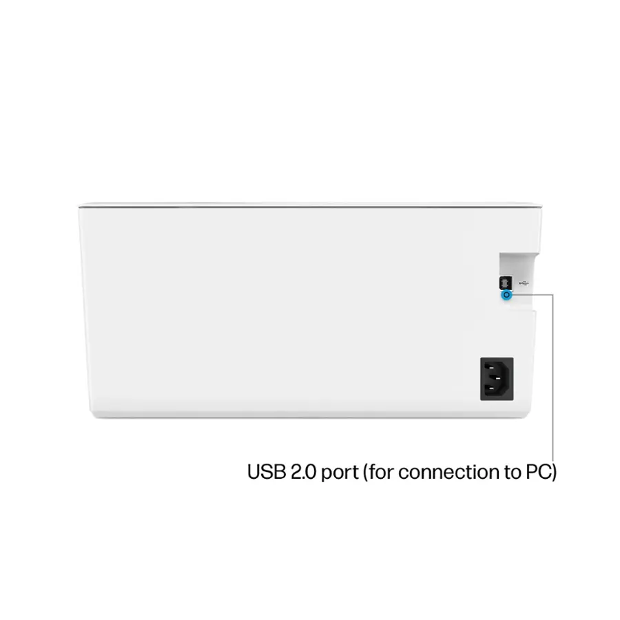 The text on the image reads "USB 2.0 port (for connection to PC)".