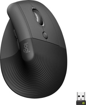 Logitech - Lift Vertical Ergonomic Wireless Mouse with 4 Customizable Buttons - Graphite