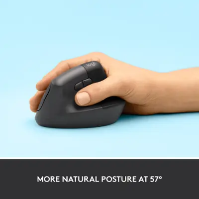 Logitech - Lift Vertical Wireless Ergonomic Mouse with 4 Customizable Buttons - Graphite