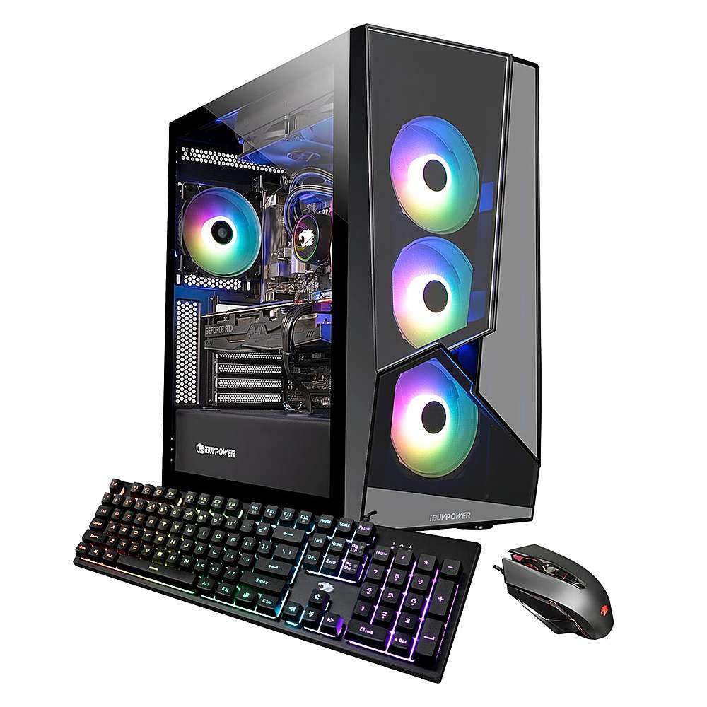 Front. iBUYPOWER - SlateMR Gaming Desktop - i5-12600KF - 16GB Memory - NVIDIA RTX 3060 - 1TB HDD + 500GB SSD - Black.