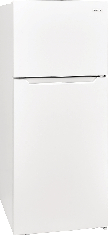Angle View: Frigidaire Top Freezer 18 cu.f,2 Glass Shelves, 4.3 cu. ft. Freezer Capacity, color white
