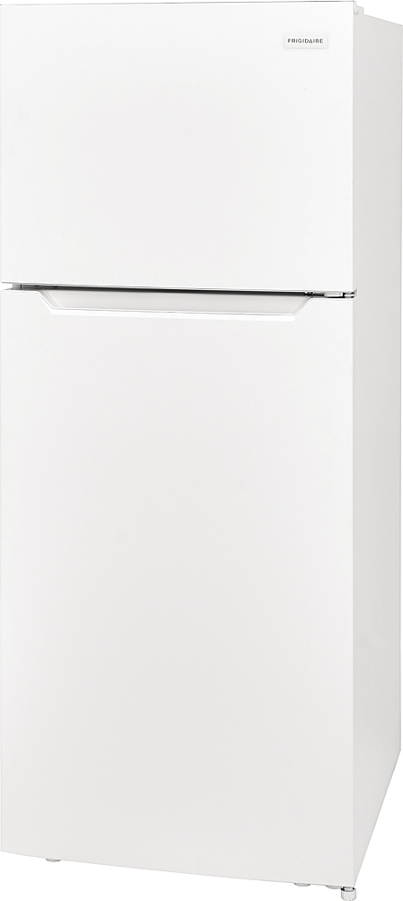 Left View: Frigidaire Top Freezer 18 cu.f,2 Glass Shelves, 4.3 cu. ft. Freezer Capacity, color white