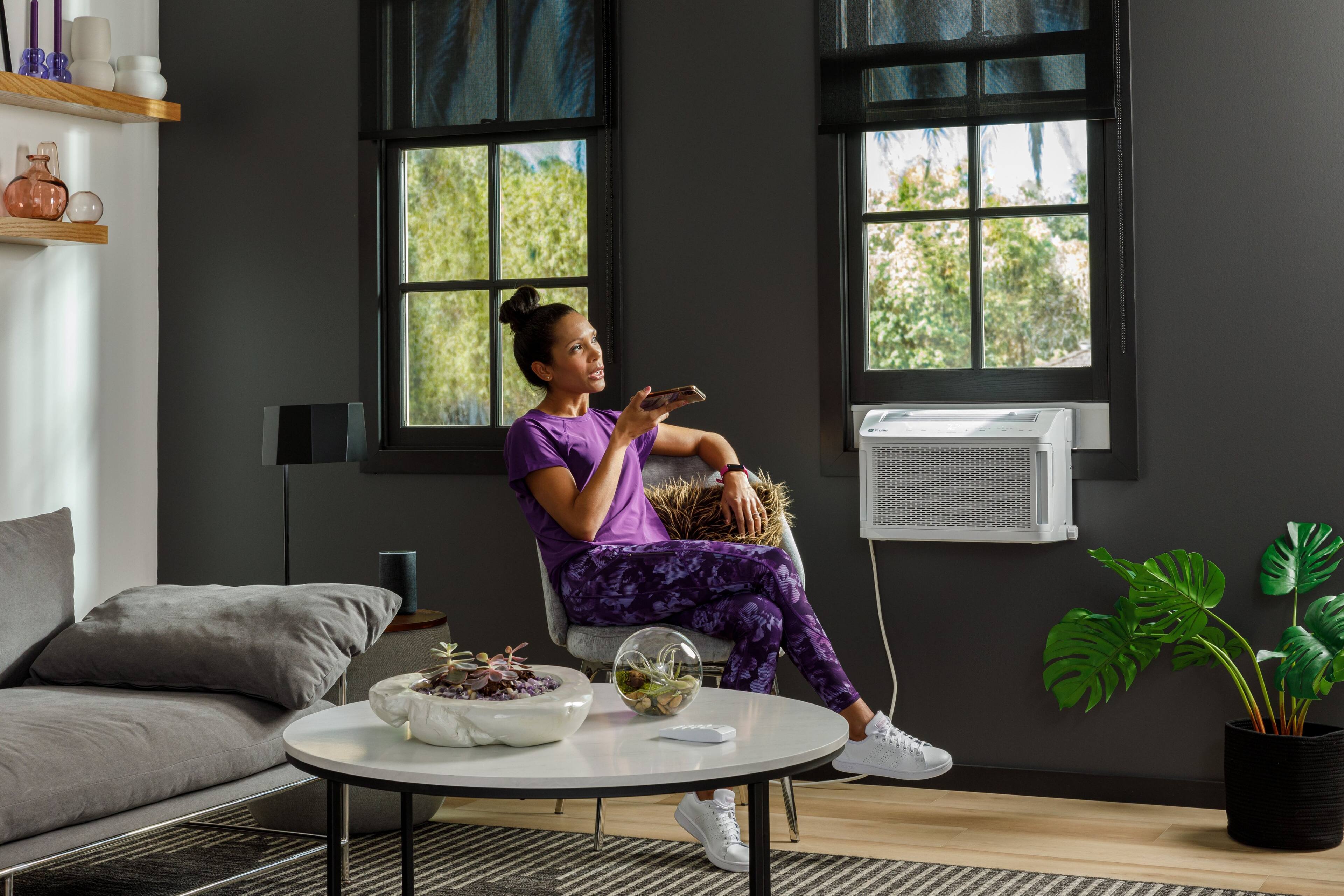 Alt View 15. GE Profile - ClearView 350 Sq. Ft. 8,300 BTU Smart Ultra Quiet Window Air Conditioner - White.