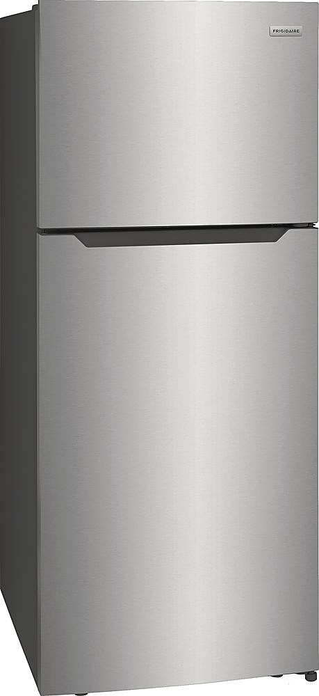 Angle View: FFHT1822UV 28 Top Freezer Refrigerator with 17.6 cu. ft. Total Capacity LED Lighting Energy Star Certified and Automatic Defrost in Brushed Steel