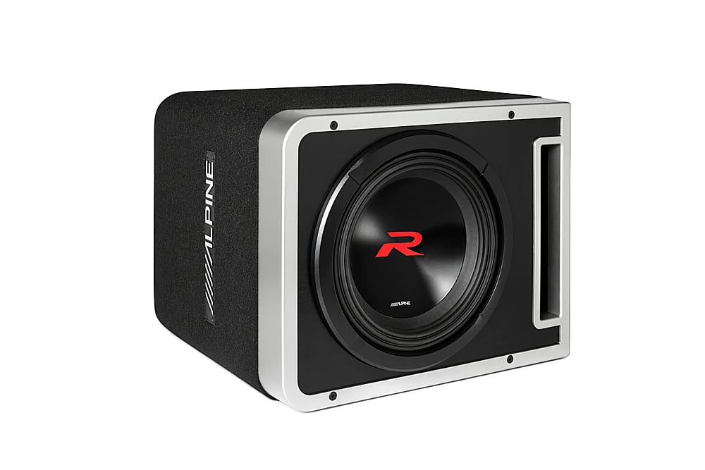 Angle. Alpine - Halo R2-Series 10" Dual Voice Coil 4-Ohm Loaded Subwoofer Enclosure - Black.