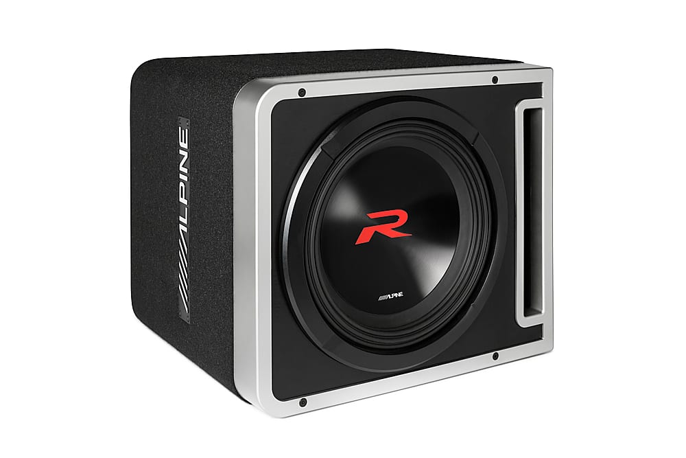Angle. Alpine - Halo R2-Series 12" Dual Voice Coil 4-Ohm Loaded Subwoofer Enclosure - Black.