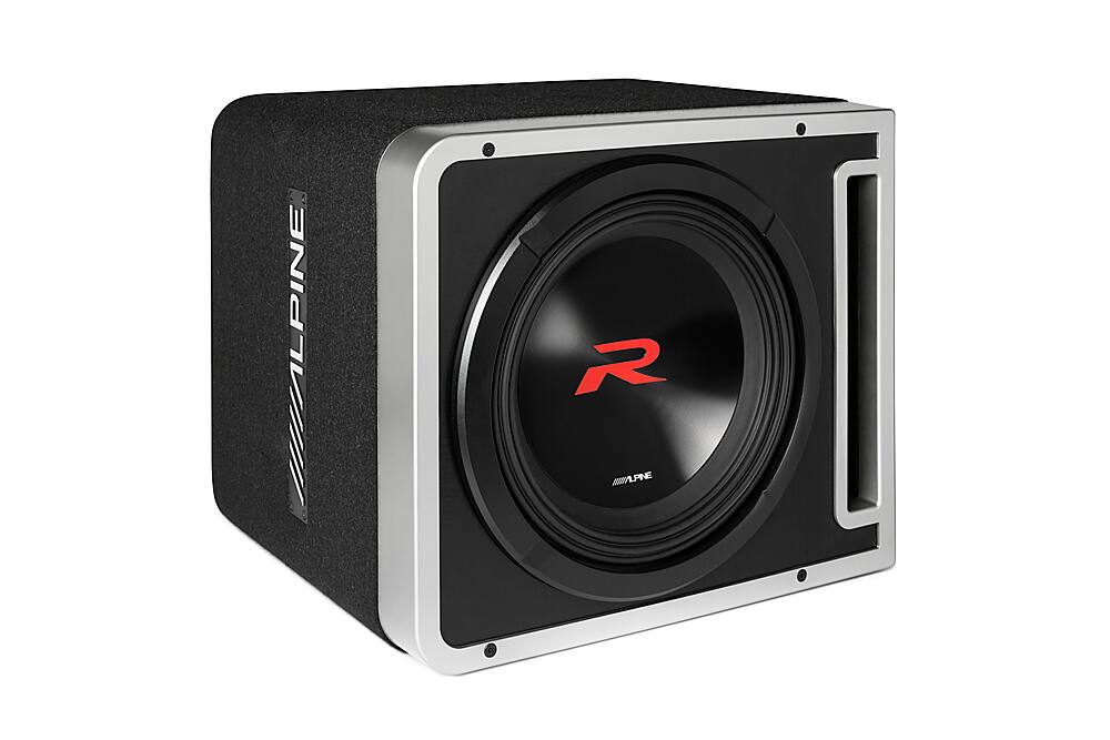 Angle. Alpine - Halo R2-Series 12" Dual Voice Coil 4-Ohm Loaded Subwoofer Enclosure - Black.