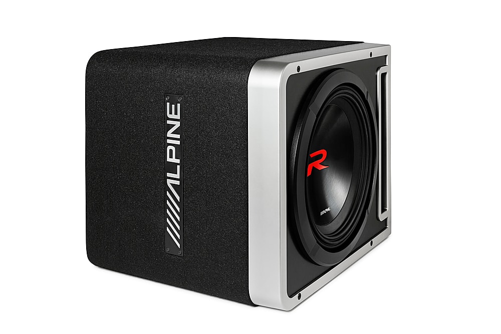 Left. Alpine - Halo R2-Series 12" Dual Voice Coil 4-Ohm Loaded Subwoofer Enclosure - Black.