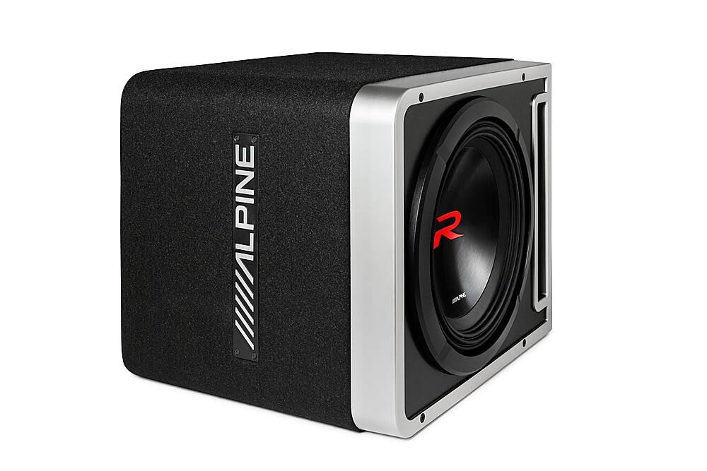 Left. Alpine - Halo R2-Series 12" Dual Voice Coil 4-Ohm Loaded Subwoofer Enclosure - Black.