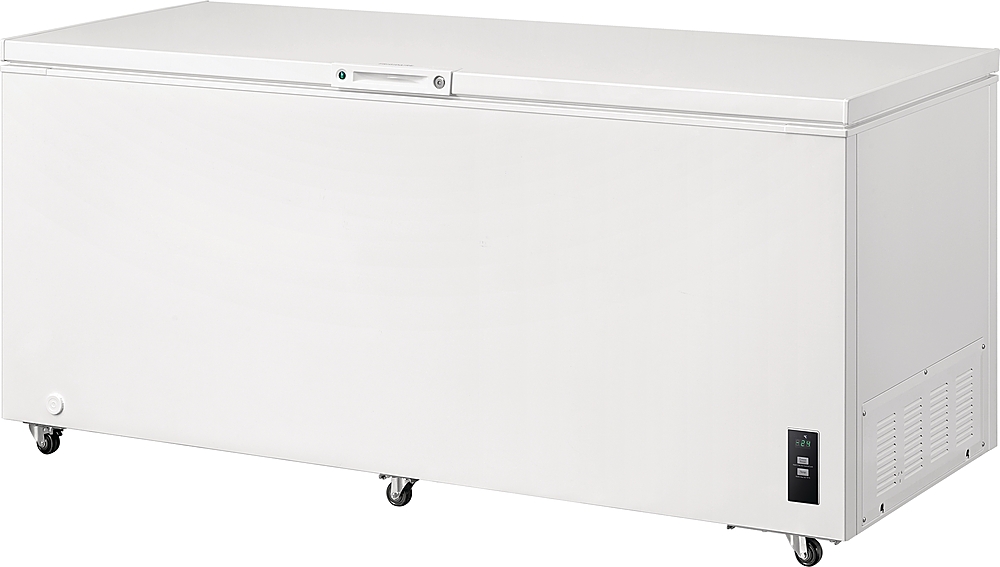 Left View: Premium Levella - 9.5 Cu Ft  Chest Freezer with Curved Glass Top - White
