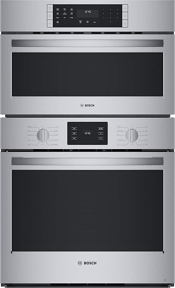 Front. Bosch - 500 Series 30" Built-In Electric Convection Wall Oven with Built-In Microwave - Stainless steel.