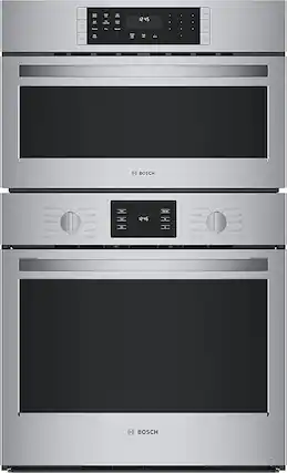 Front. Bosch - 500 Series 30" Built-In Electric Convection Wall Oven with Built-In Microwave - Stainless steel.