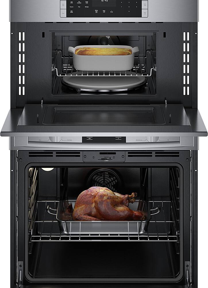 Alt View 15. Bosch - 500 Series 30" Built-In Electric Convection Wall Oven with Built-In Microwave - Stainless steel.