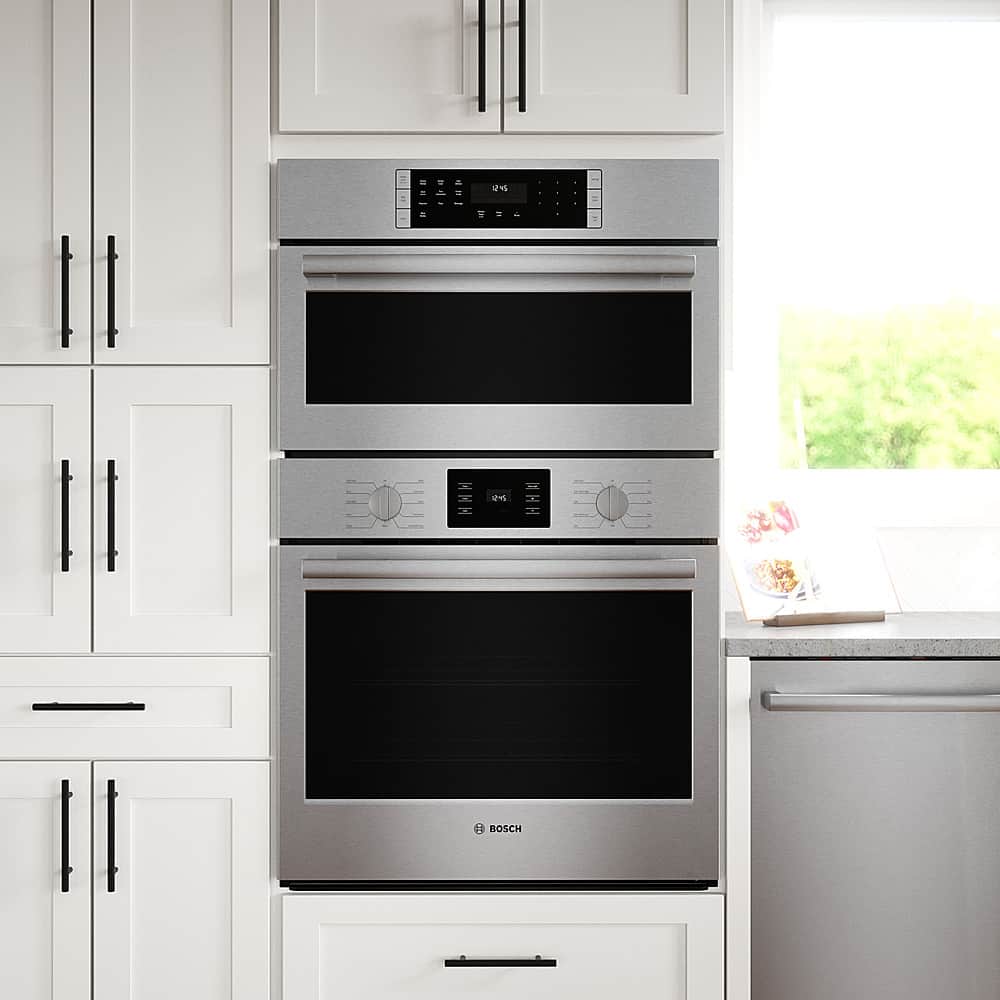 Alt View 16. Bosch - 500 Series 30" Built-In Electric Convection Wall Oven with Built-In Microwave - Stainless steel.