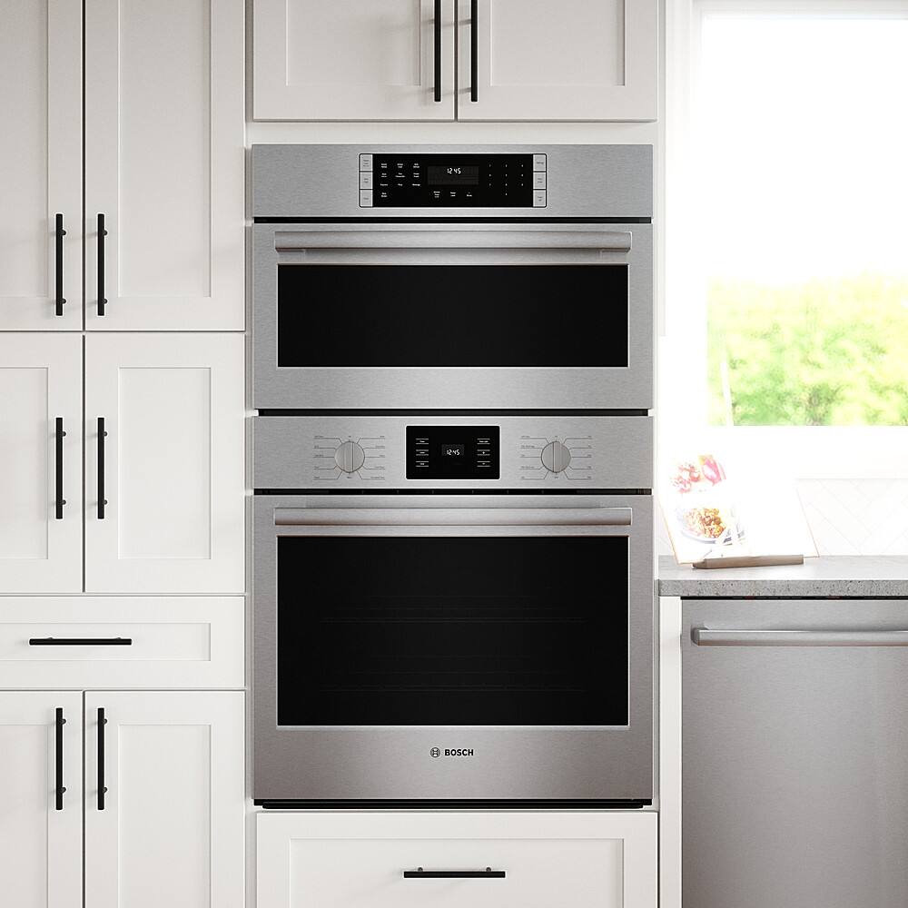 Alt View 16. Bosch - 500 Series 30" Built-In Electric Convection Wall Oven with Built-In Microwave - Stainless steel.