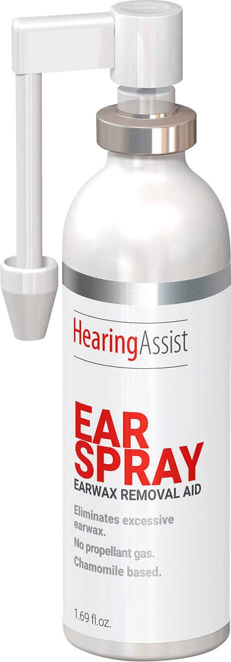 Angle. Hearing Assist - Earwax Removal Spray for Ears with Chamolile-Base & Ergonomic Nozzle, 1.69 fl oz - White.
