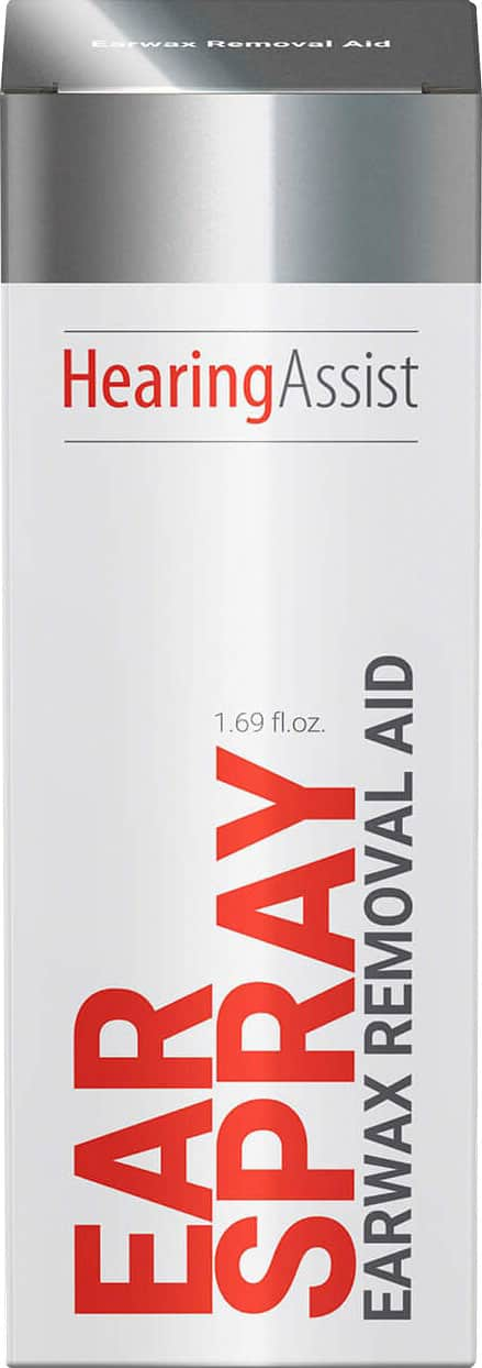 Left View: Hearing Assist - Earwax Removal Spray for Ears with Chamolile-Base & Ergonomic Nozzle, 1.69 fl oz - White