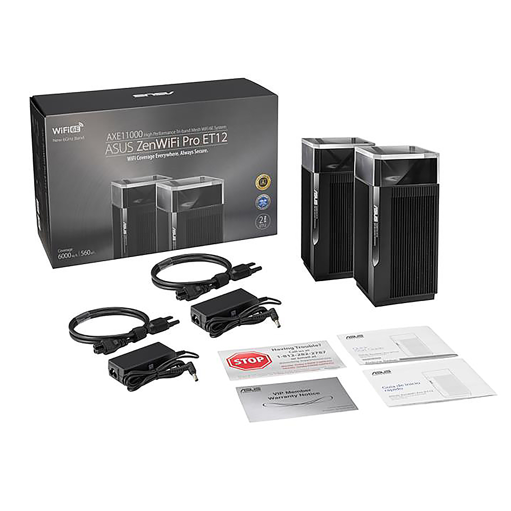 ASUS ZenWiFi Pro AXE11000 Tri-Band WiFi 6E Mesh Wi-Fi System (2-pack) Black  ZenWiFiProET12 - Best Buy