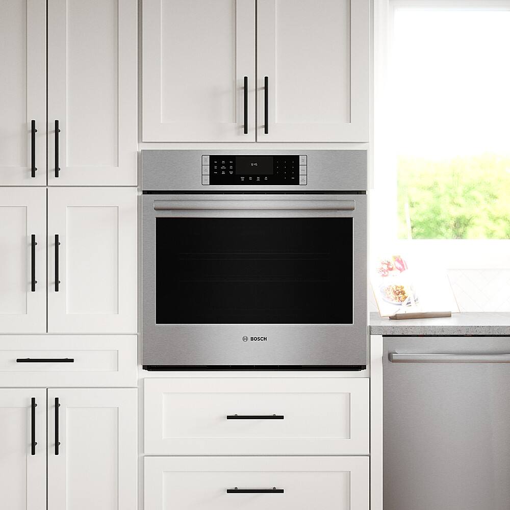 Alt View 16. Bosch - 800 Series 30" Built-In Single Electric Convection Wall Oven - Stainless Steel.