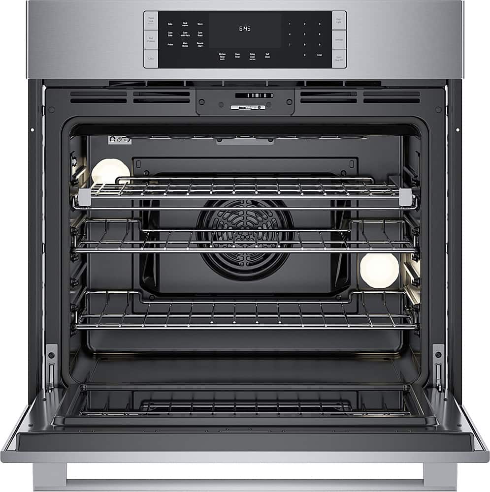 Alt View 2. Bosch - 800 Series 30" Built-In Single Electric Convection Wall Oven - Stainless Steel.